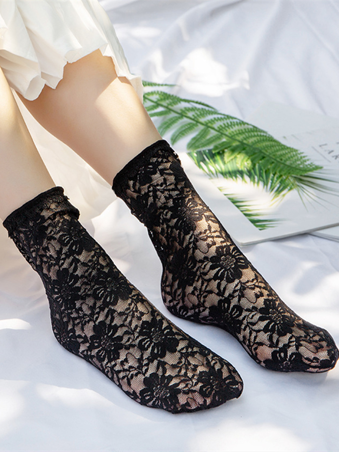Lace Socks 1 Pair Retro Floral Soft Cute Short Socks Women's New Japanese Korean Breathable Thin Creative Casual Sock
