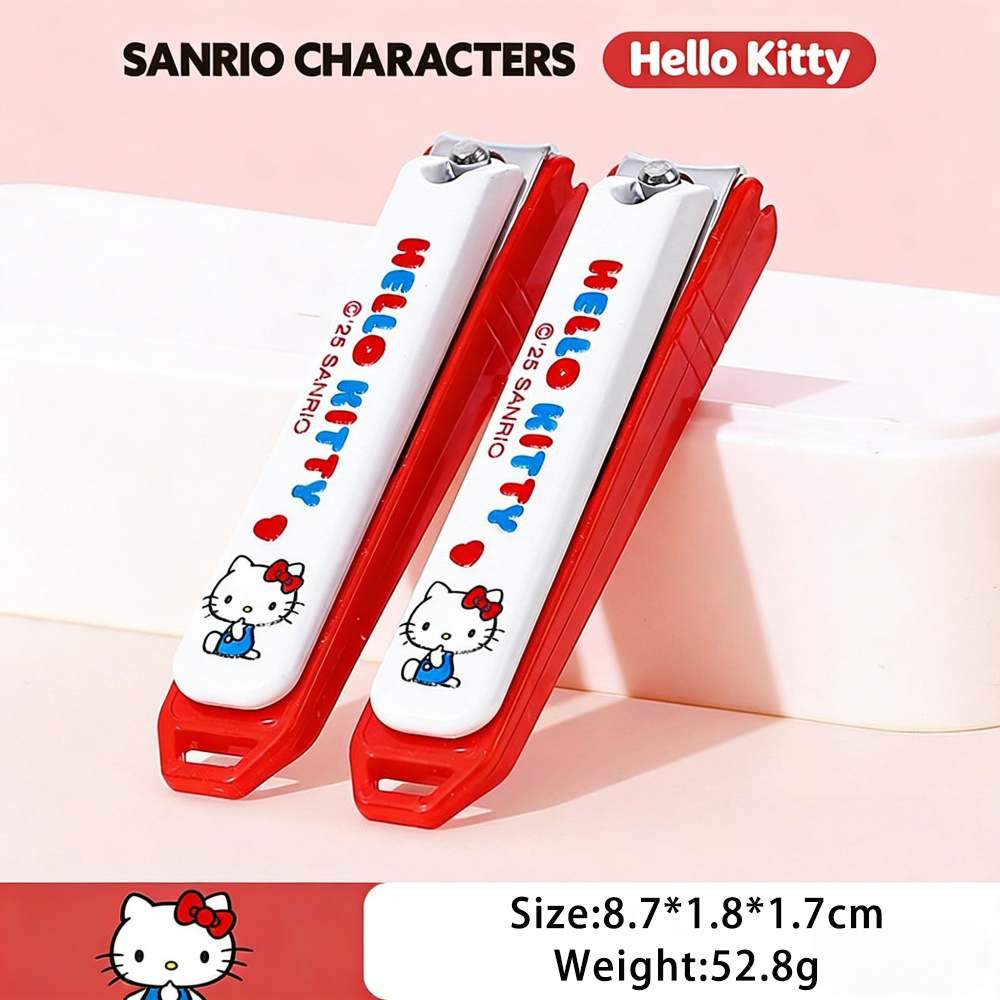 Genuine Sanrio Hello Kitty Nail Clipper Kawaii Cartoon Stainless Steel Anti-Splash Portable Manicure for Girls Adults