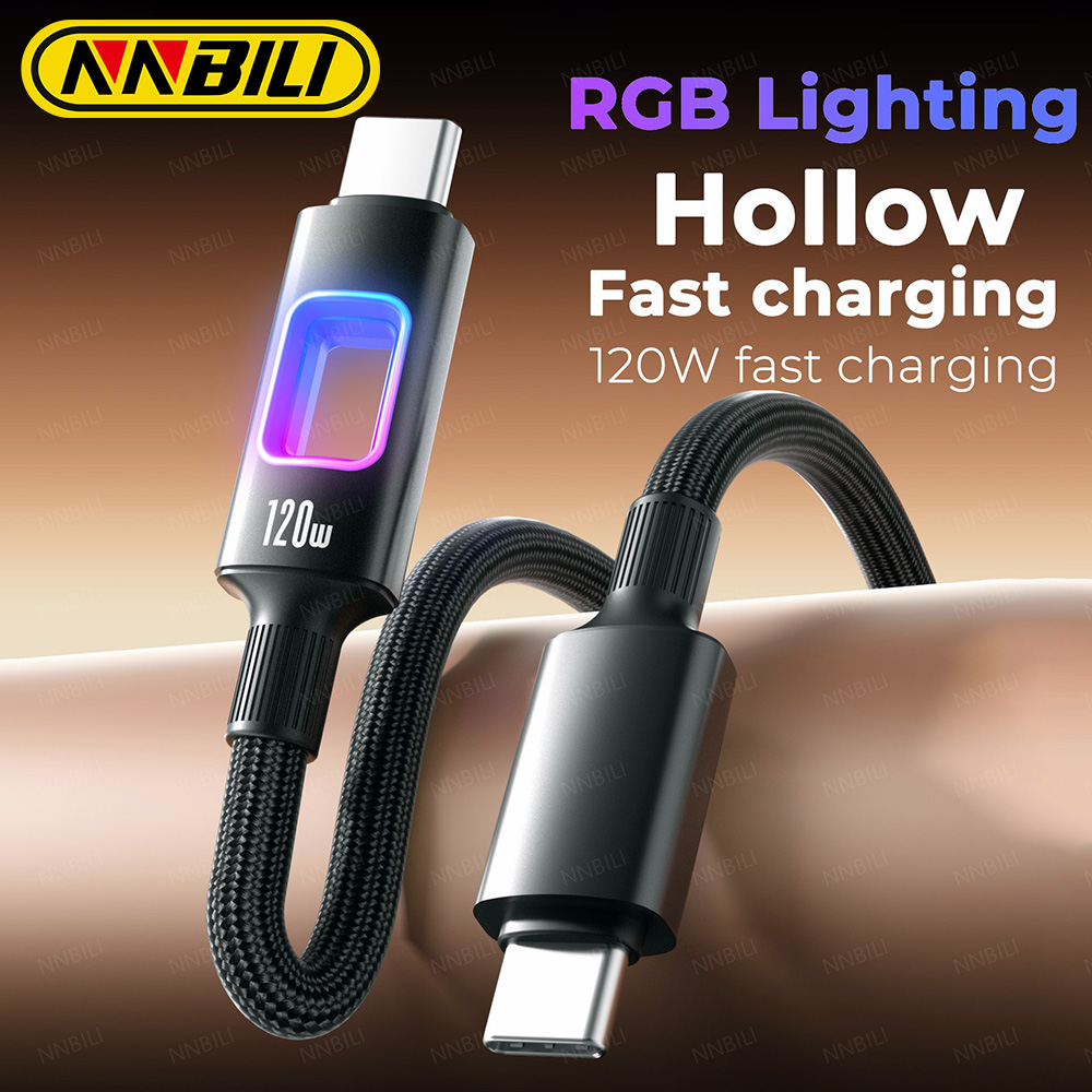 NNBILI NEW RGB 120W USB A to Type C fast charging data cord usb c quick charging for charging cord
