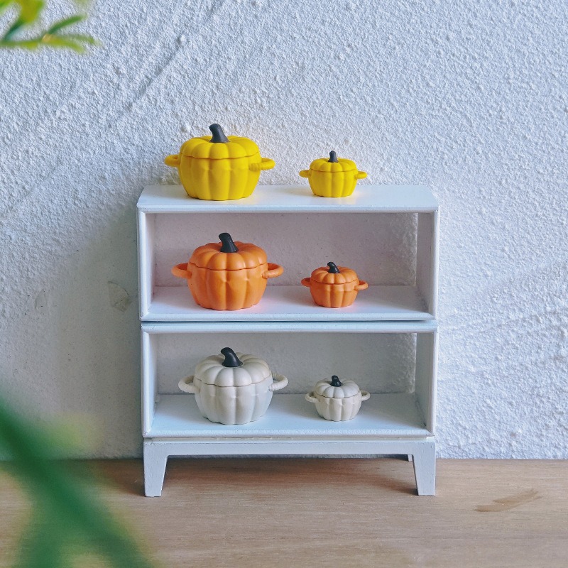 1pc Soup pot, mini pumpkin pot, miniature food toy scene, toy model, dollhouse, Halloween accessories