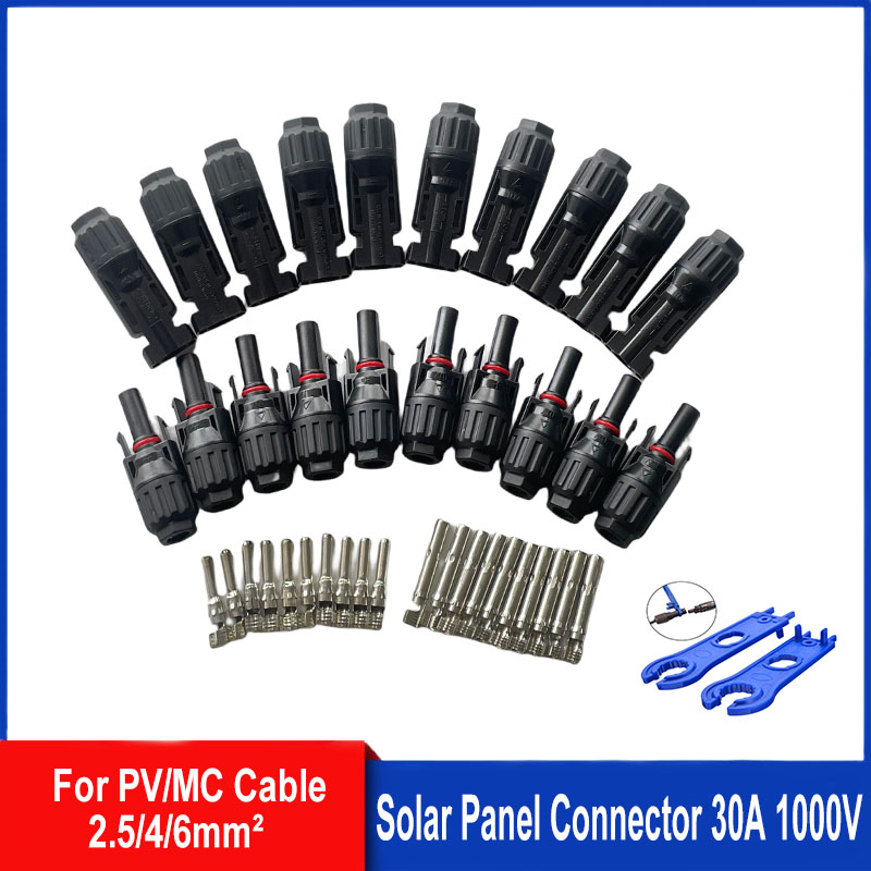 5/10 Pairs Solar Connectors PV Plugs 1000V 30A Solar Panel Connector Kit Available for PV/MC Cables 2.5/4/6mm²