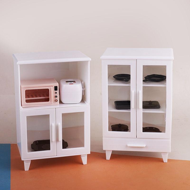 Dollhouse Kitchen Decor 1 Set 1/12 Mini Rice Cooker Cabinet Model Simulated Food Pretend Play Toy Miniature Scene Ornament