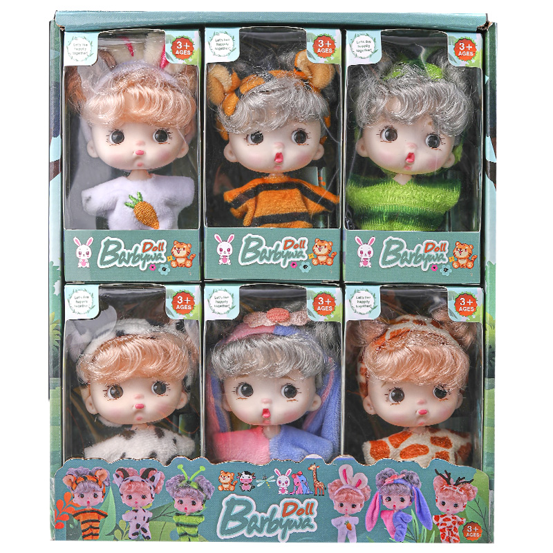 6Pcs Lifelike Reborn Baby Doll Mini Baby Doll Set with Clothes Cute Silicone Girl Toy for Birthday