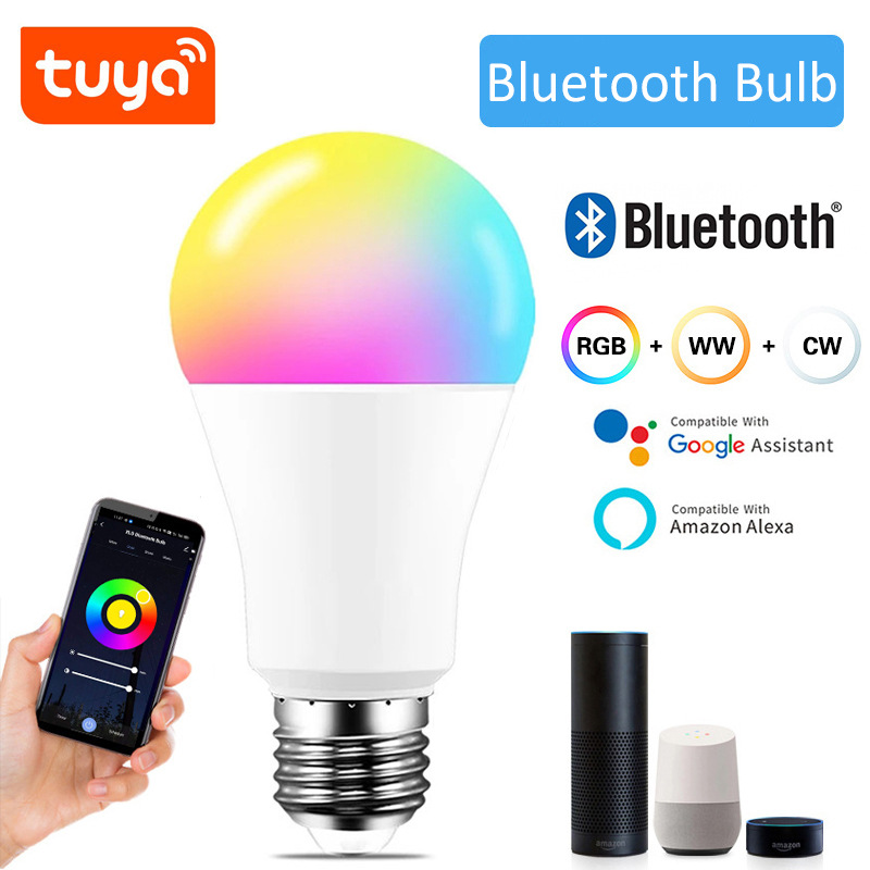Tuya Bluetooth Smart LED Light Bulb - Alexa Voice Timed Dimming Color Changing Bluetooth A60 Bulb Light (RGBC)