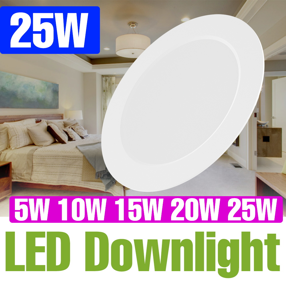 25W LED Downlight 220V Ultra Thin Round Panel Lamp Indoor Recessed Ceiling Light Living Room Bedroom Kitche Office Nightlight