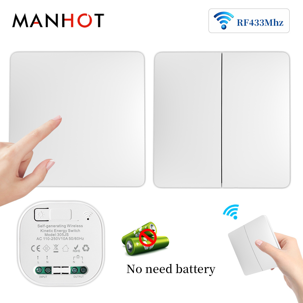 Wireless Smart Switch Light RF433 No Battery Required Waterproof 110-220V with Mini Relay Receiver House Improvement Switch Set lightify