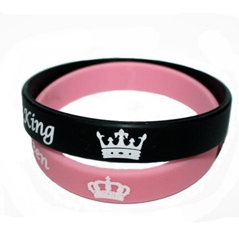 1pc/2pcs I am his queen I am her king lovers matching couple bracelet silicone wristband
