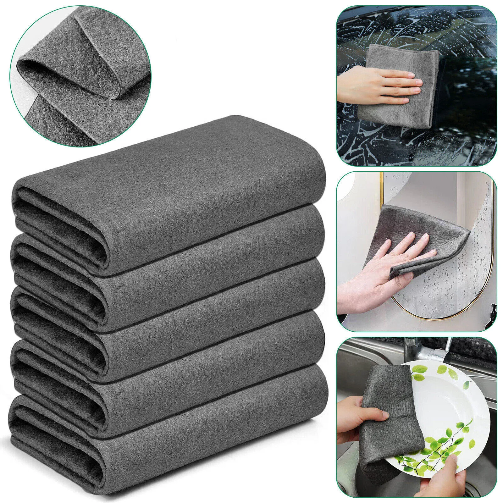 Super Thick Streak Free Glass Cleaning Cloth Reusable Magic for Windows Mirrors and Kitchen Surfaces Household Cleaning Tool