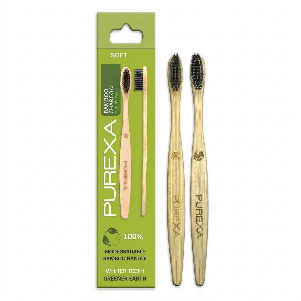 Purexa Bamboo Charcoal Toothbrush (Pack Of 2)