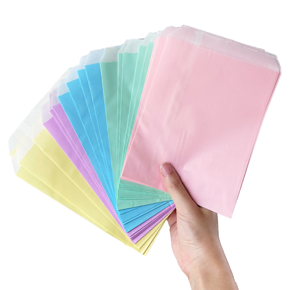 5 Colors Rainbow Paper Bags - 25 Pcs 13x18cm Small Colorful Paper Bags for Party Favors, Wedding, Birthday, Baby Shower,