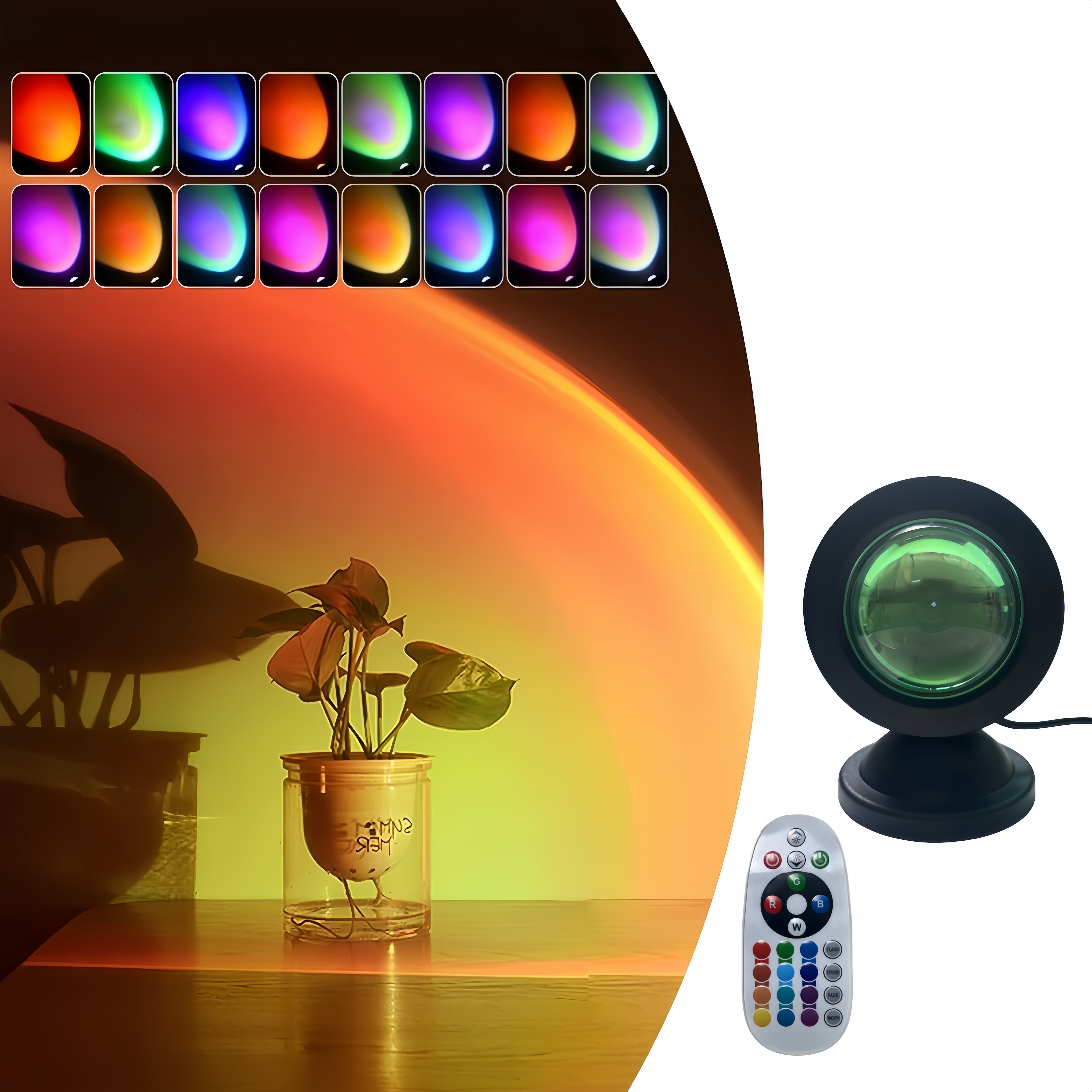 Sunset Lamp Night Light Projection Lamps Light with Remote Mood Lighting Rainbow Sunlight Lamp Led Colorful Changing