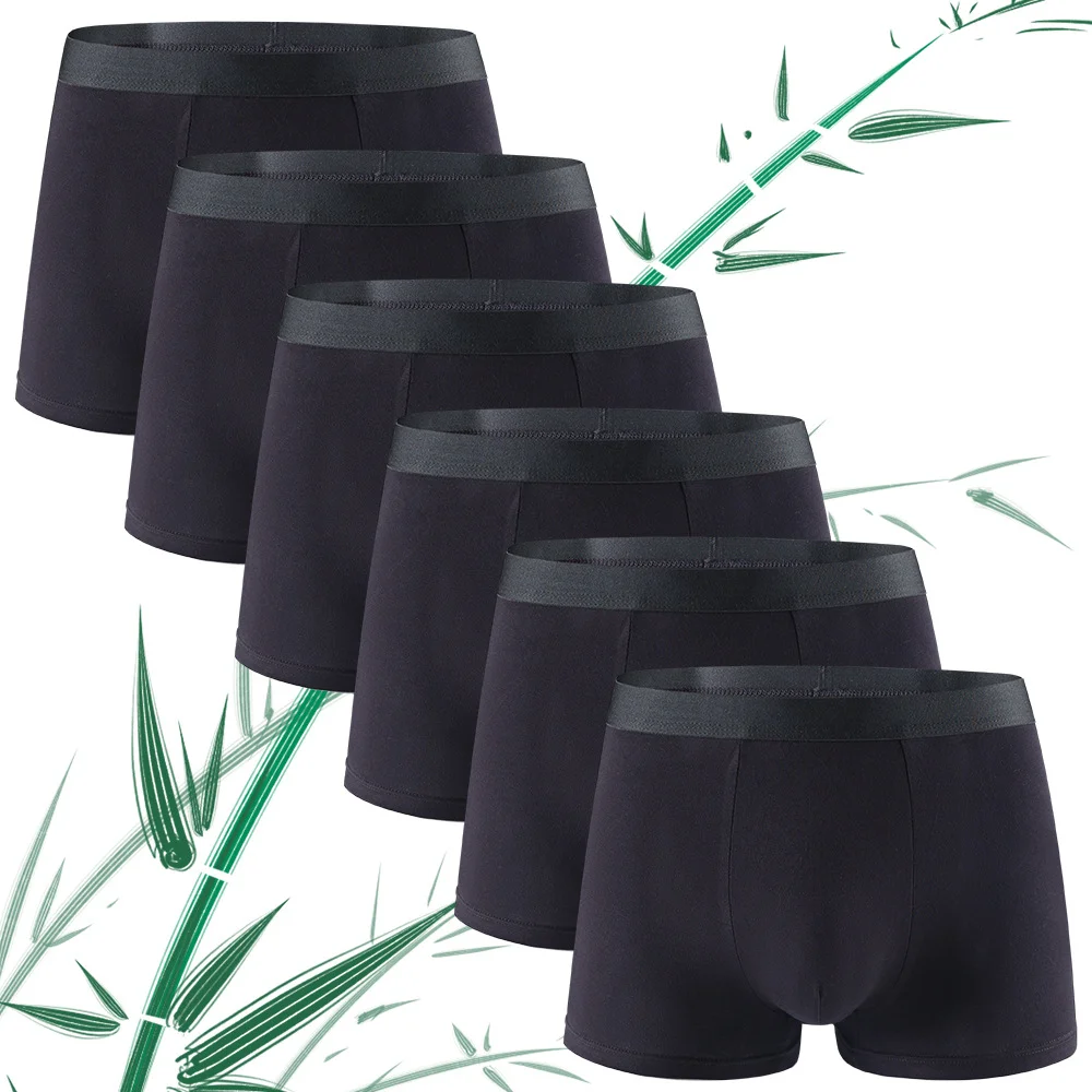 6 Pieces Bamboo Fiber Men's Underwear Solid Color Simple Men Boxer Shorts High Quality Fabric Knickers ﻿Soft Breathear Panties