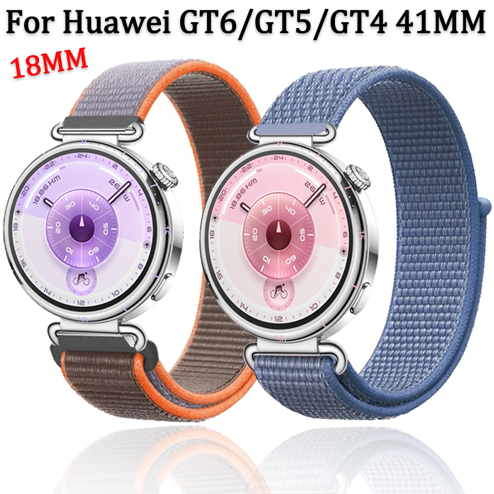 18mm Nylon Loop Band for Huawei Watch GT6/GT5/GT4 41mm/GT5 Pro 5 42mm Breathable Bracelet Correa for Xiaomi S4 41mm Sport Strap