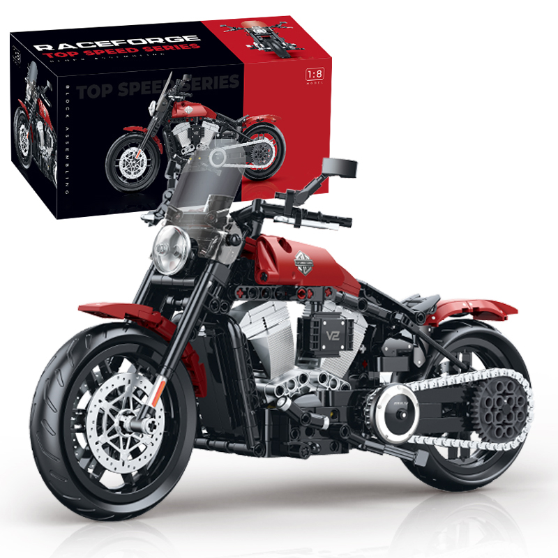 New DIY Building Blocks Motorbike Technical Sets MOC Bricks 1:8 Motorcycle Model Birthday for Boys Kids Children