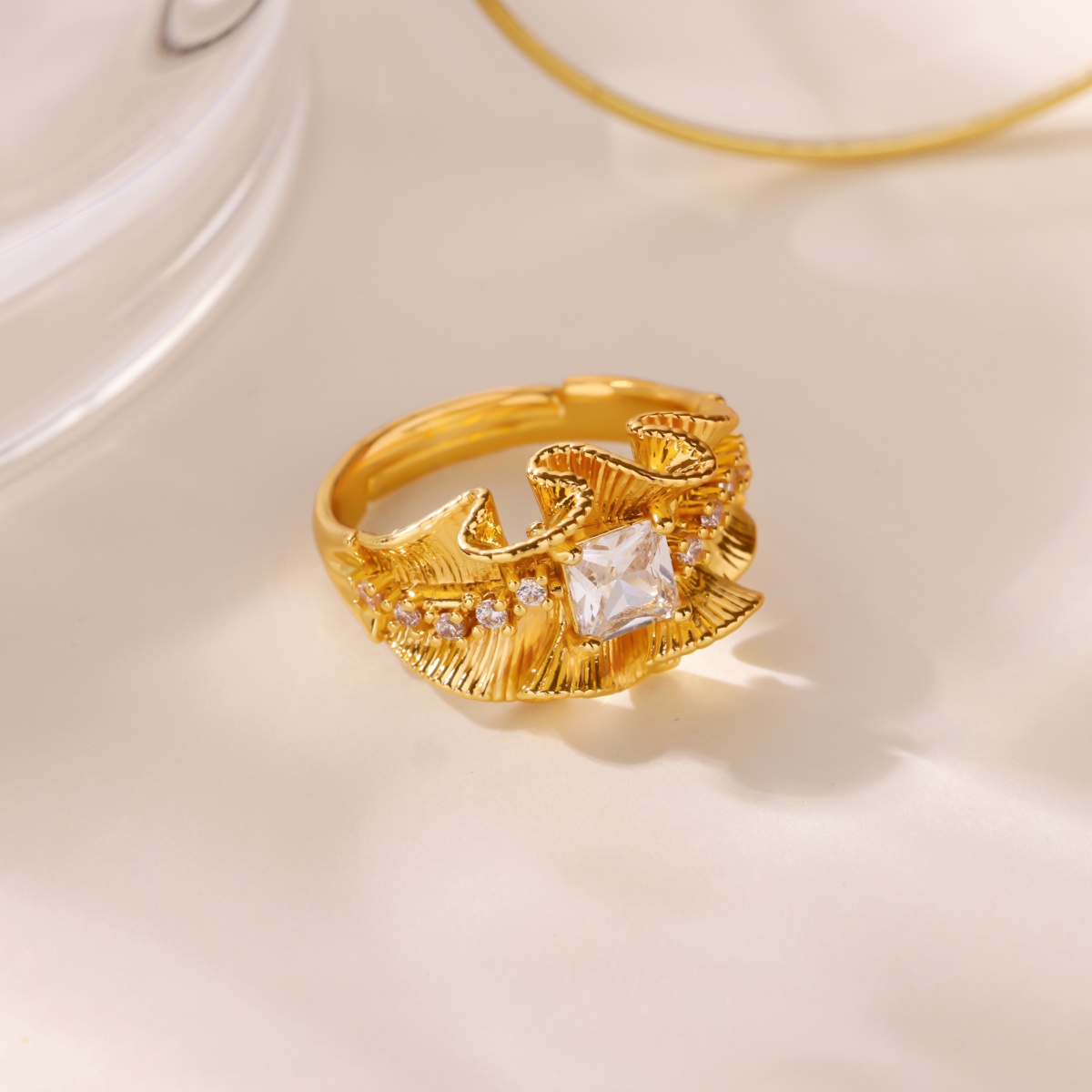 Cubic Zirconia Rings for Women Open Adjustable Stainless Steel Ring Trend 2025 New Statement Female Jewelry Freeshipping Items