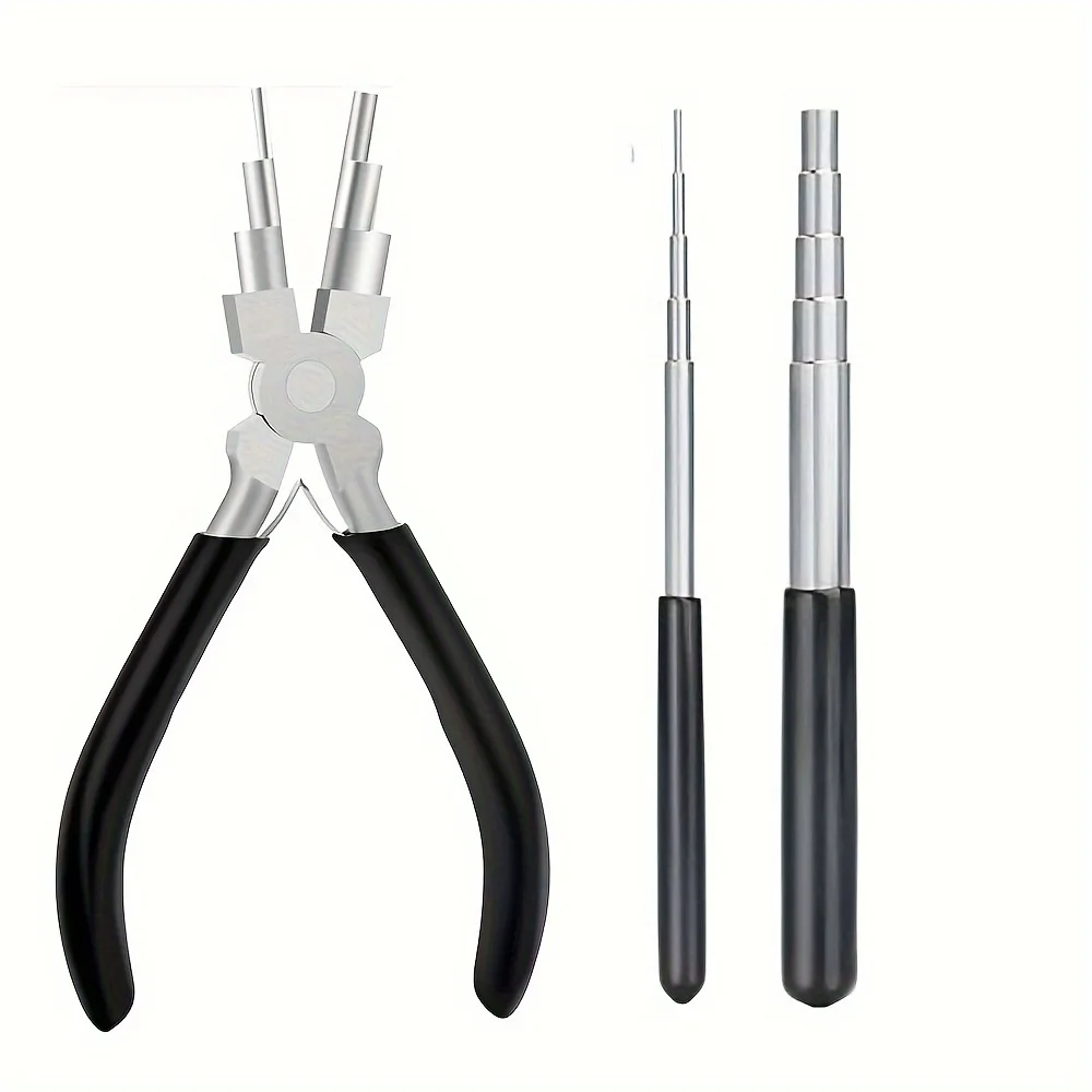 3Pcs 6-in-1 Bail & Loop Pliers Set Carbon Steel Jewelry Tool with Non-Slip Handle Perfect for Wire Wrapping Jump Ring Making