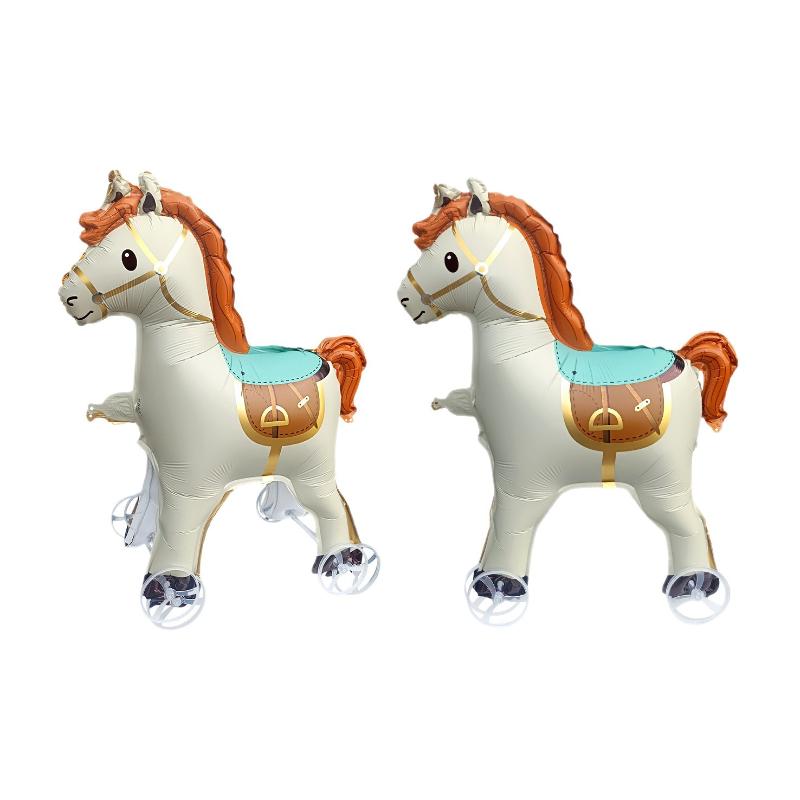 SW 1pc new 4D Cartoon Foil Balloons Elephant Stand Walking Balloon With Wheel For Kids Birthday Party Decoration Baby Shower