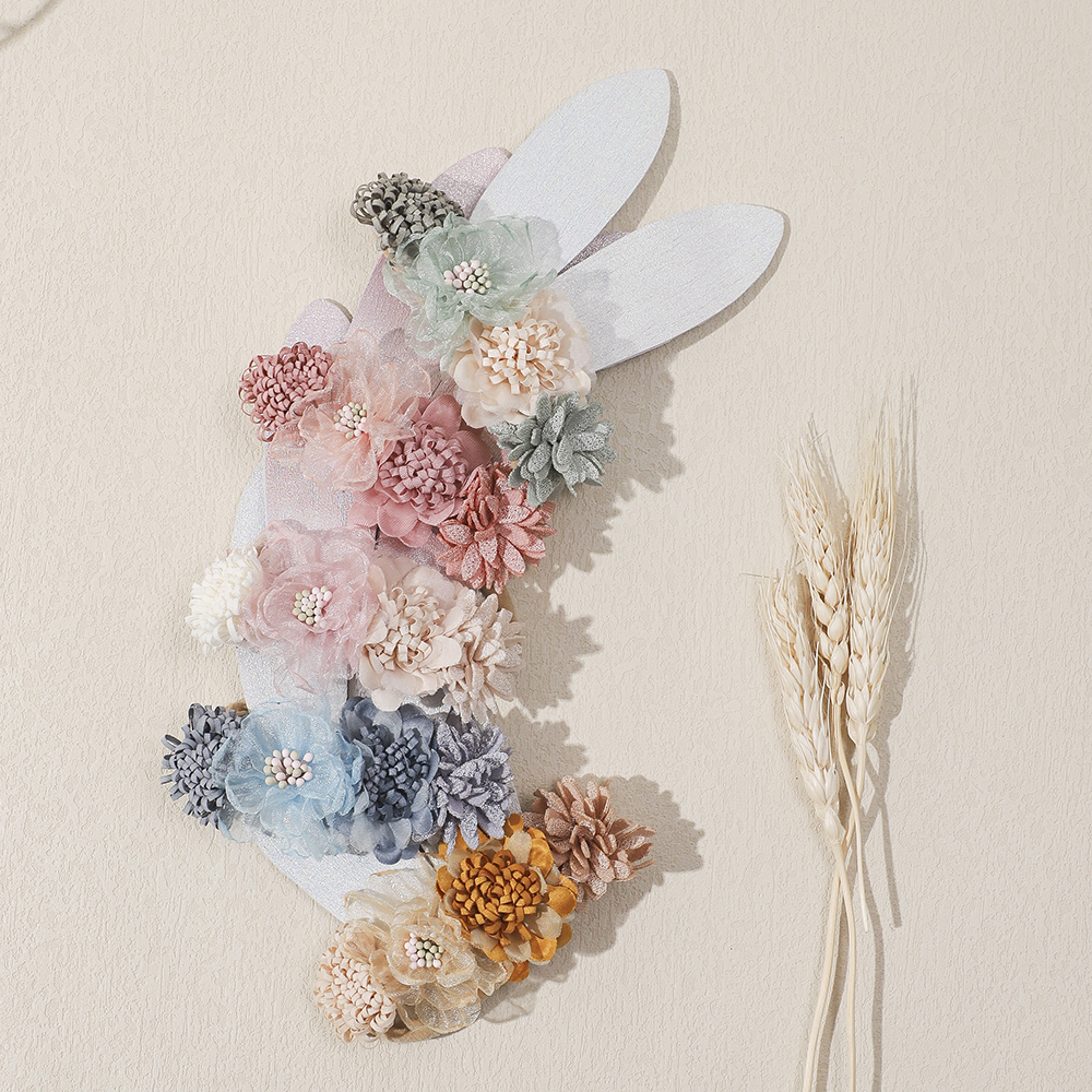 5Pcs Easter Day Baby Headband Rabbit Ear Newborn Photography Props Boy Girl Nylon Hair Bands Cute Elastic Flower Party Headdress