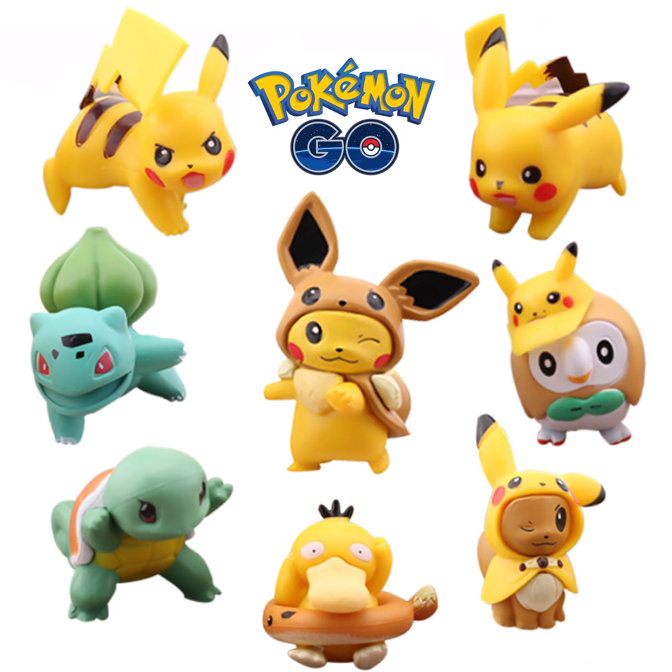 8Pcs/Set Pokemon Pikachu Pet Collection Pocket Monste Figure Action Model Toys Kids Children