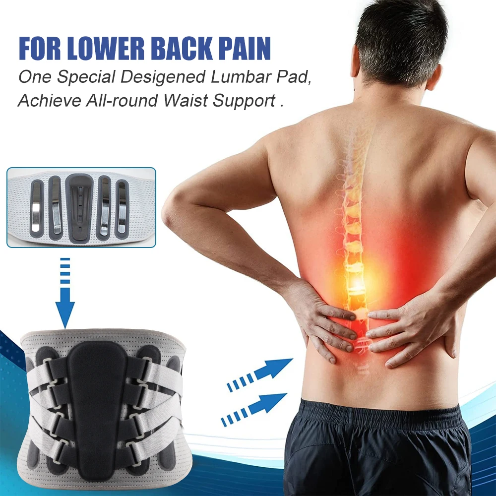 Adjustable Waist Support with Ergonomic Lumbar Pad for Spinal Alignment Sciatica Scoliosis and Herniated Discs - for Men & Women