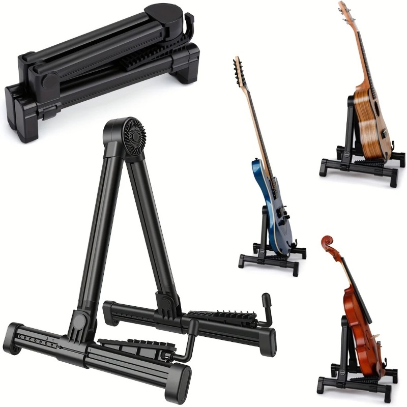 Adjustable Universal Guitar Stand - Foldable ABS/Silicpne Lightweight ABS Frame Floor Stand with Compact Foldable Portable