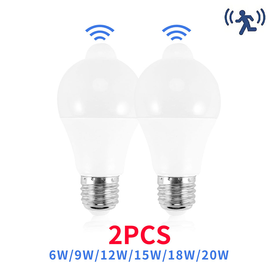 4PCS Radar Motion Sensor Lamp 20W 18W 15W 12W E27 LED Bulb 220V Working in Night For Home Living Room Stair Pathway
