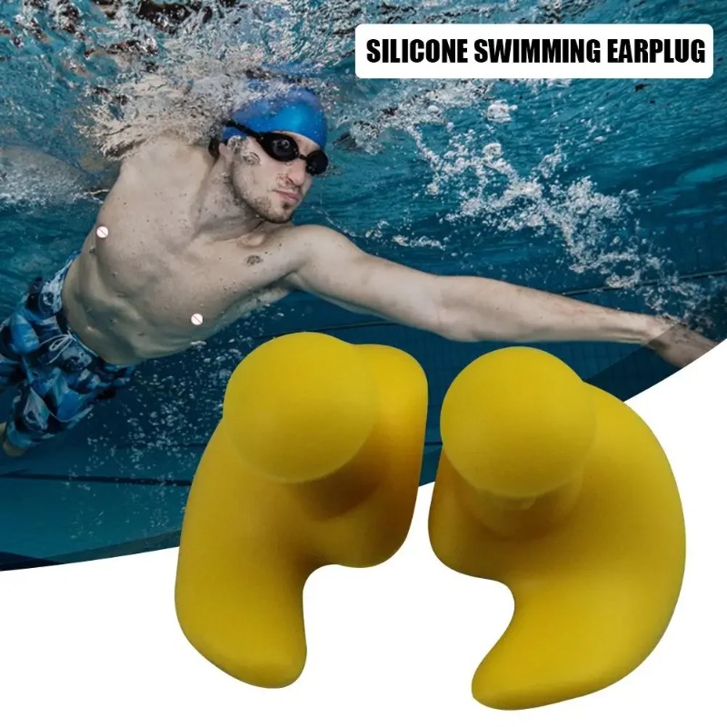 1 Pair Waterproof Silicone Earplugs - Soft Portable Swimming Accessories with Delicate Texture