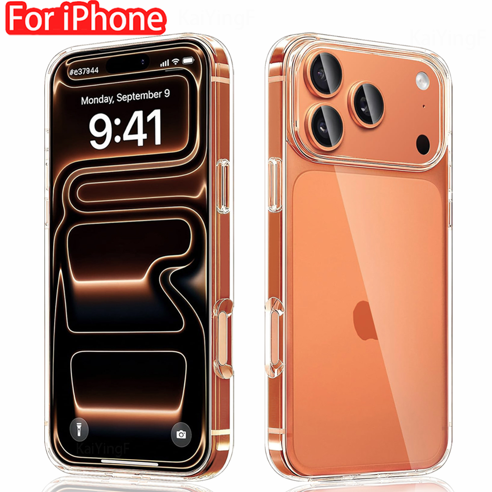 Luxury Transparent Phone Case For iPhone 17 Pro Max Air Soft TPU Silicone Back Cover Clear Case