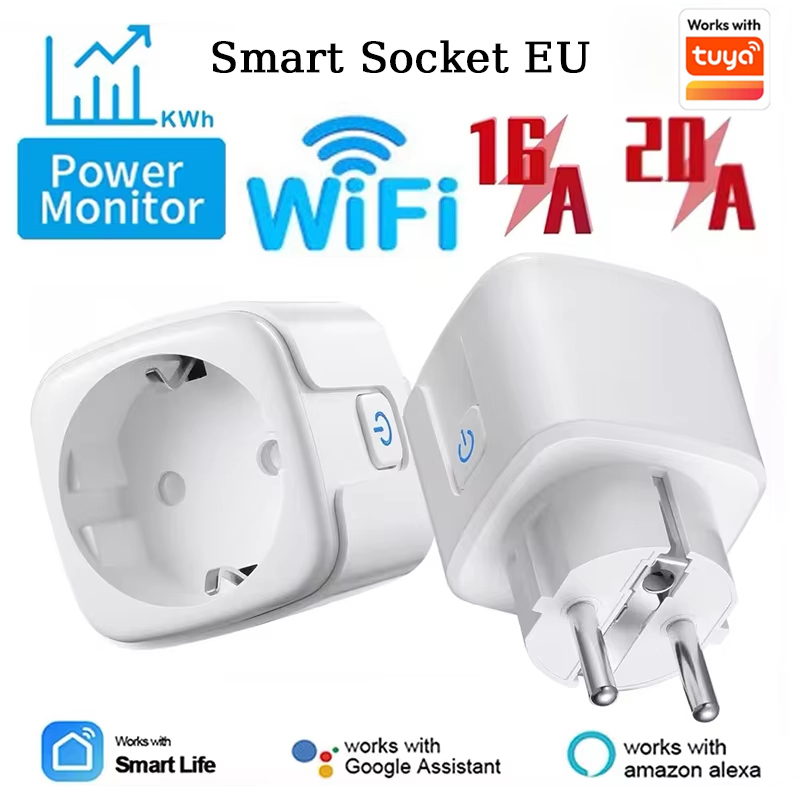 Tuya WiFi Smart Plug Socket EU with Power Monitoring Timing Voice Control Works with Alexa Home Smart Life