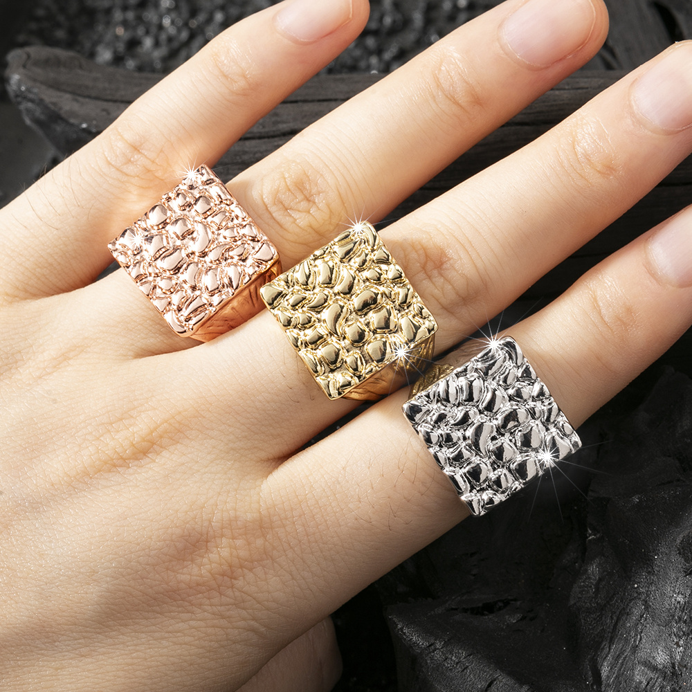 Fashion Square Ring Elegant Retro Style Casual Jewelry Finger Ring for Him-no b