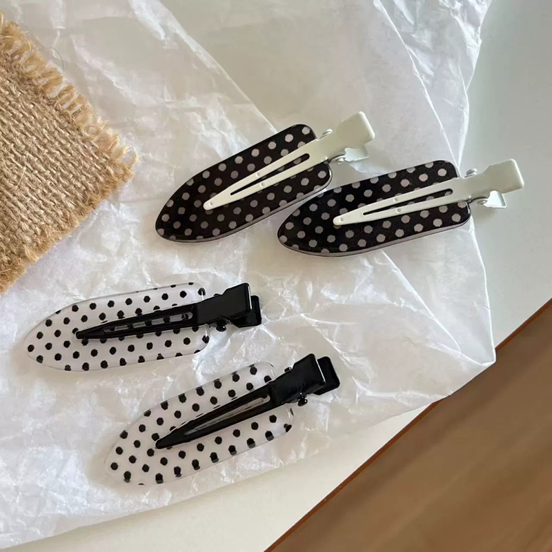 Black White Polka Dot Acrylic Hair Clips Minimalist Secure Hold Suitable for Daily Wear Party Outfits Hair Styling Decor Parts
