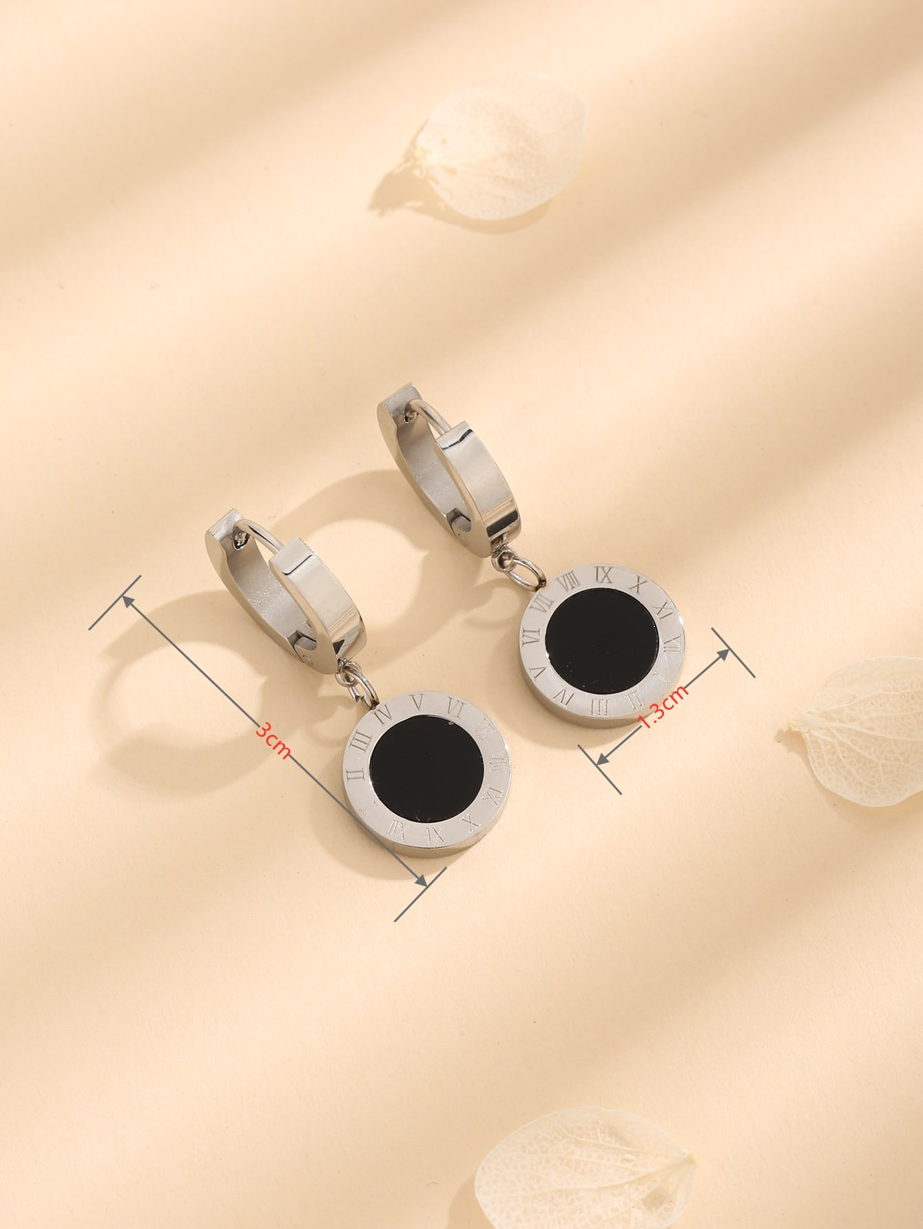 Roman digital titanium steel, women's small earrings temperament simple personality earrings