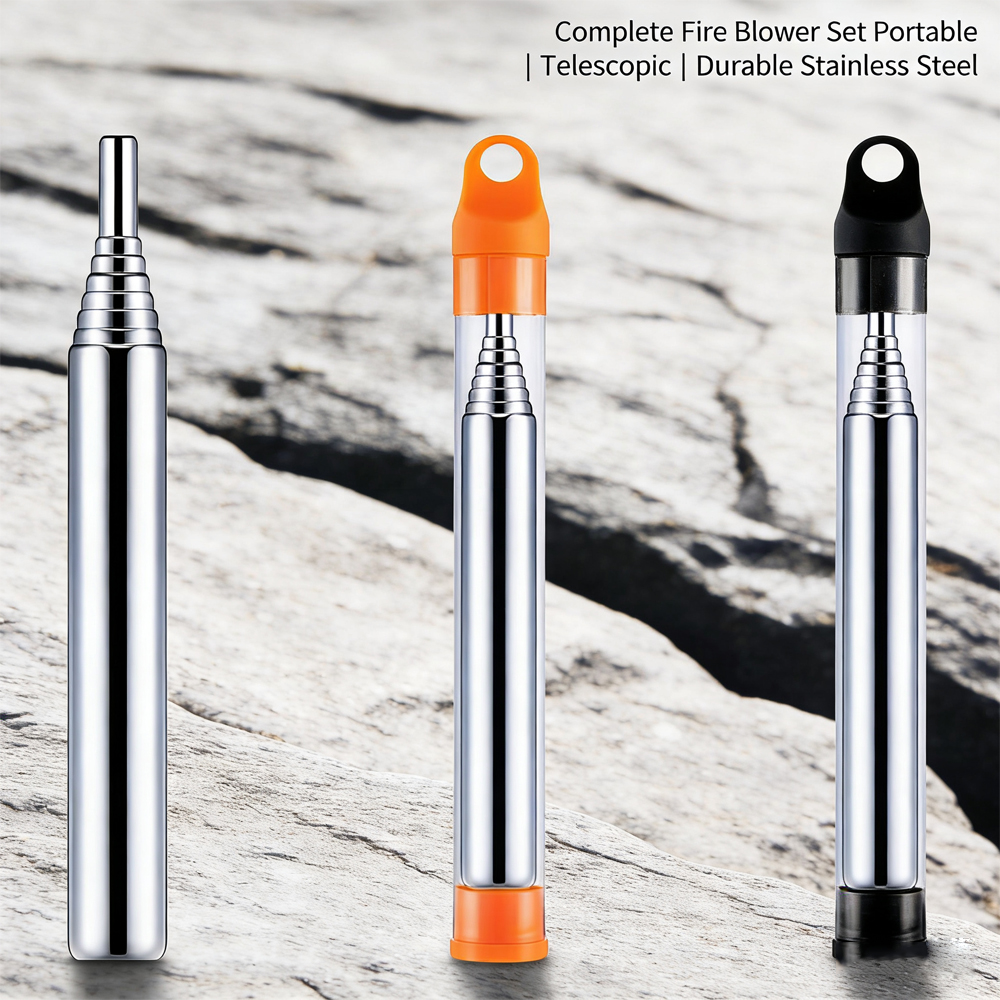Portable Telescopic Fire Blower 304 Stainless Steel Fire Starter for Camping Hiking BBQ Outdoor Survival Tool Lightweight Pocket