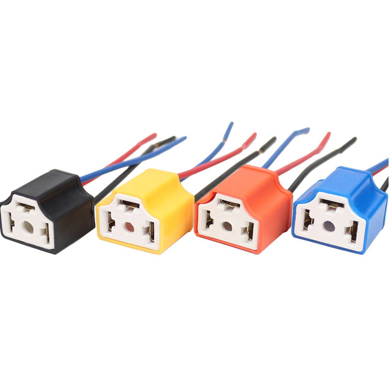High Quality H4 Three Holes Ceramic Wire Wiring Car Head Light Bulb Lamp Harness Socket Plug Hot Sale Auto H4 Connector Plug