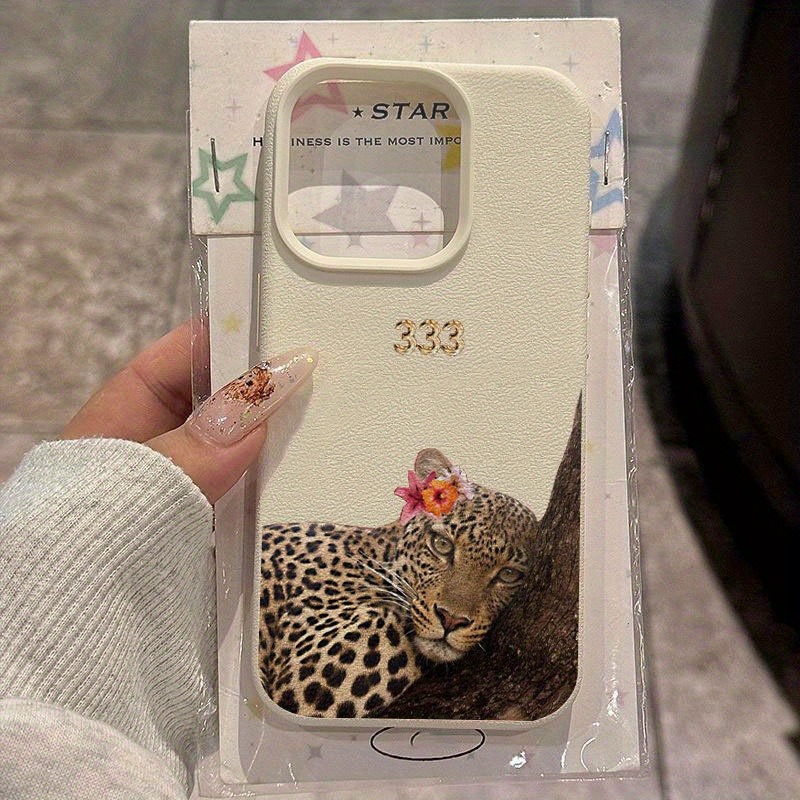 Leopard Print Heart Phone Case，Suitable for iPhone 17, 16, 15, Plus, Pro, Max series of mobile phones - for use as a gift