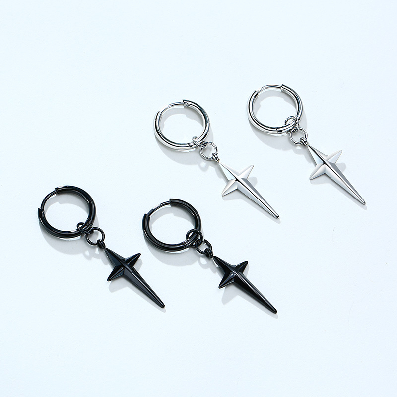 Vnox Basic Cross Stars Dangle Earrings for Men Women Stainless Steel Metal Ear Spring New Boys Girls Jewelry