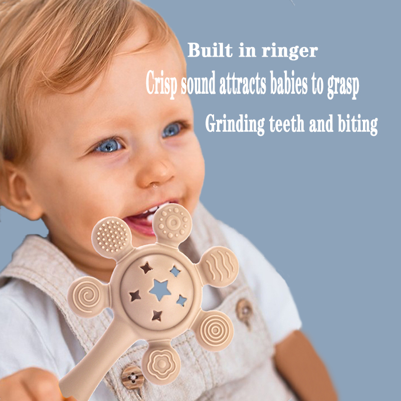 1pcs Baby Silicone Palm Ringing Bell Dental Gel Baby Imitation Eating Hand Toy Baby Teeth Grinding Toy