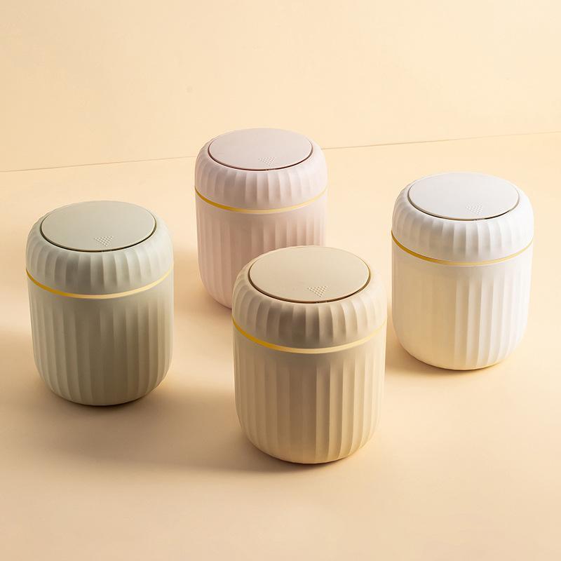 1Pc Press-Type Transparent Plastic Desktop Trash Bin - Textured Mini Dustbin for Office & Jewelry Storage