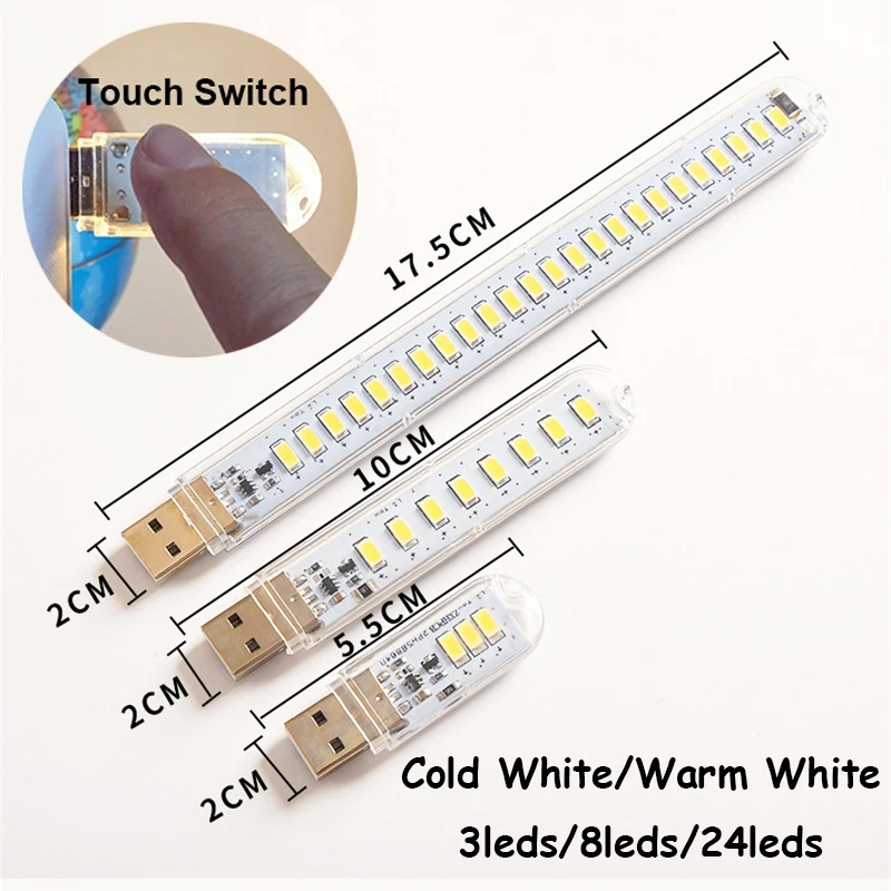 Mini Portable USB LED Light Touch Sensor Lights Dimmable Adjustable Bright Table Desk Lamp For Power Bank PC Laptop Notebook