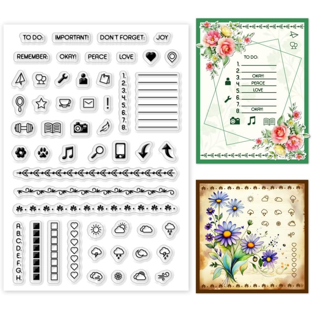 1 Sheet Clear Stamp for Card Making Cute Journaling Stamps Reusable Silicone Stamp Mini Diary Transparent Rubber Dies