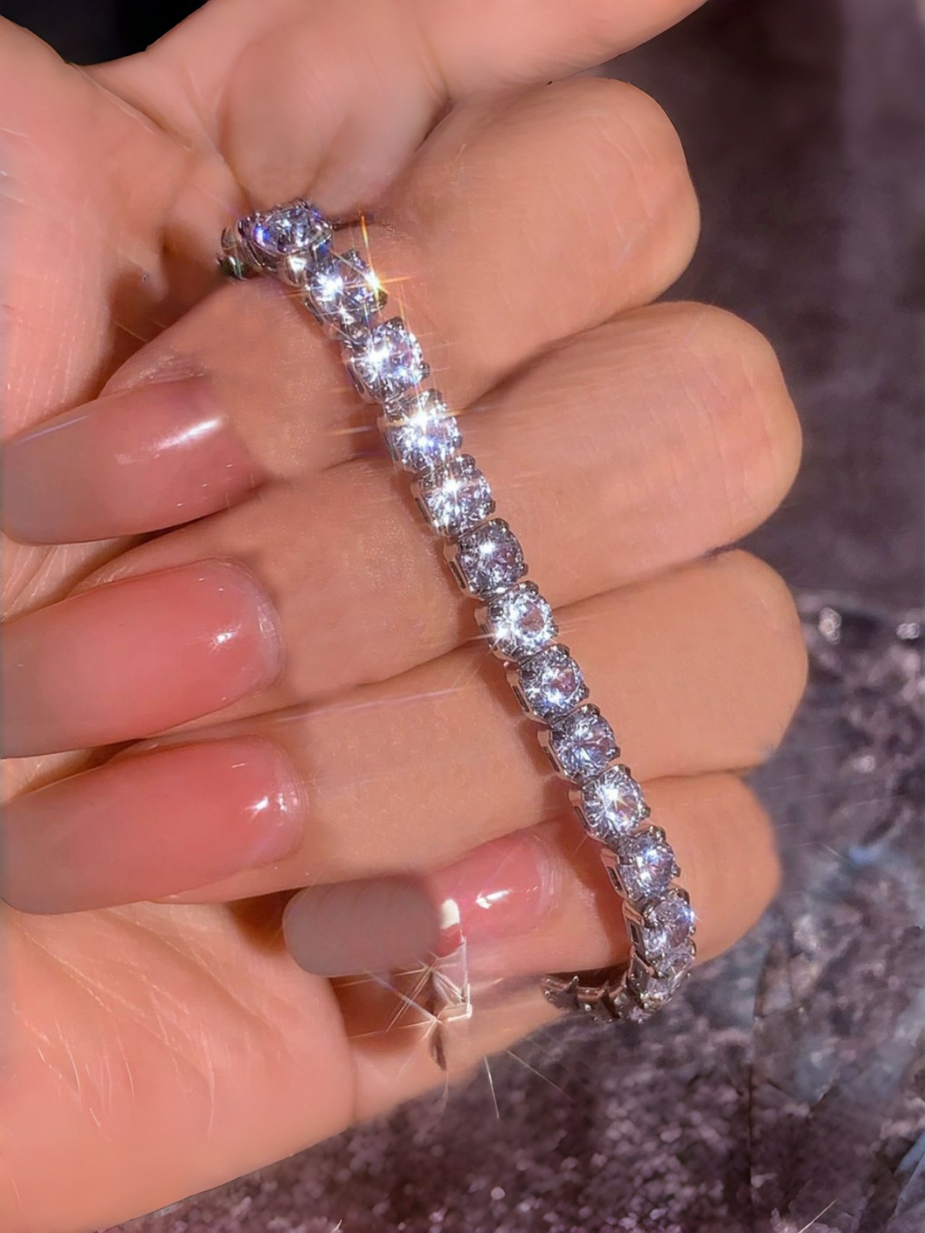 1 Piece of Full Diamond Stainless Steel Zircon Tennis Bracelet for Men and Women, High-End Tennis Chain, Single Row, Personalized, Simple, Versatile, Fashionable Jewelry