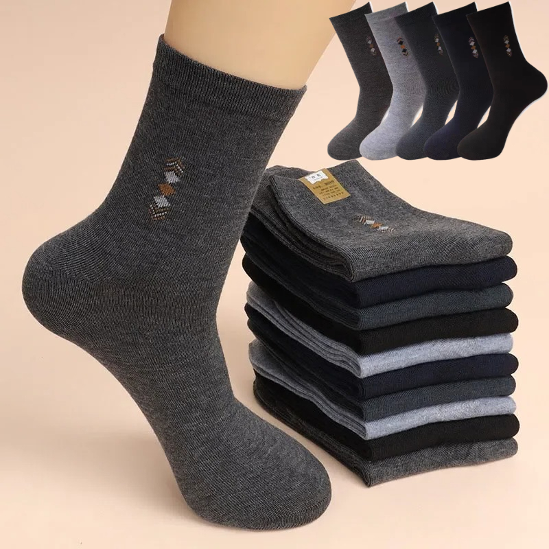 1/5/10 Pairs Men's Fashion Thickened Socks Four Seasons Leisure Breathable Deodorant Mid Tube Cotton Socks for men High Quality