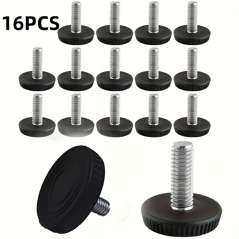 16pcs M8 Adjustable Threaded Furniture Legs - Horizontal Foot Screws for Tables, Cabinets, Chairs, Stools