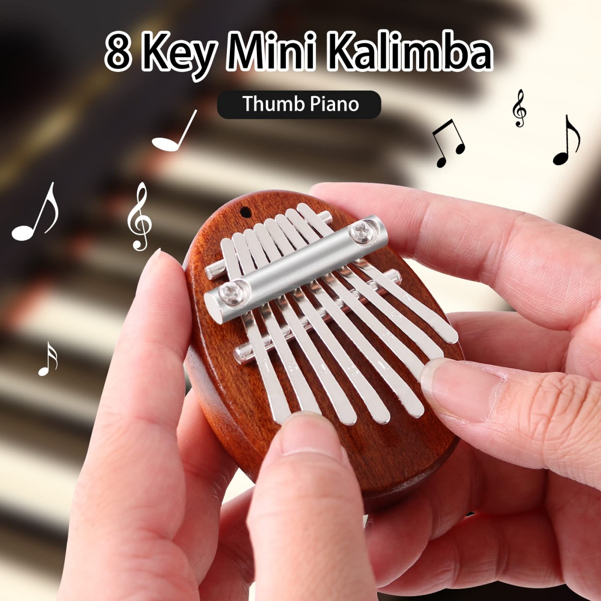 Portable Solid Wood 8 Key Mini Kalimba exquisite Finger Thumb Piano Musical good accessory Pendant Christmas Gift
