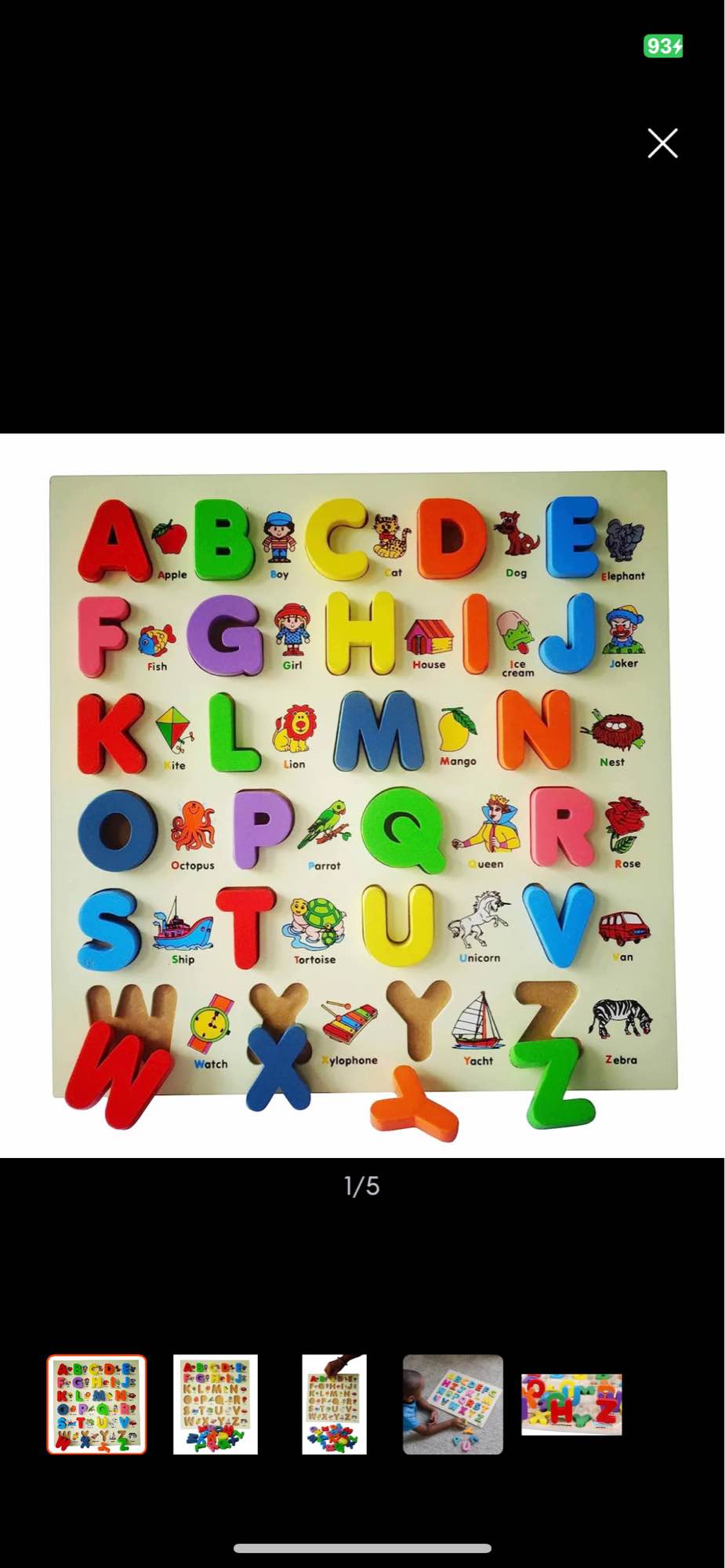 Wooden ABC Alphabets For Kids 3D Letters With Image