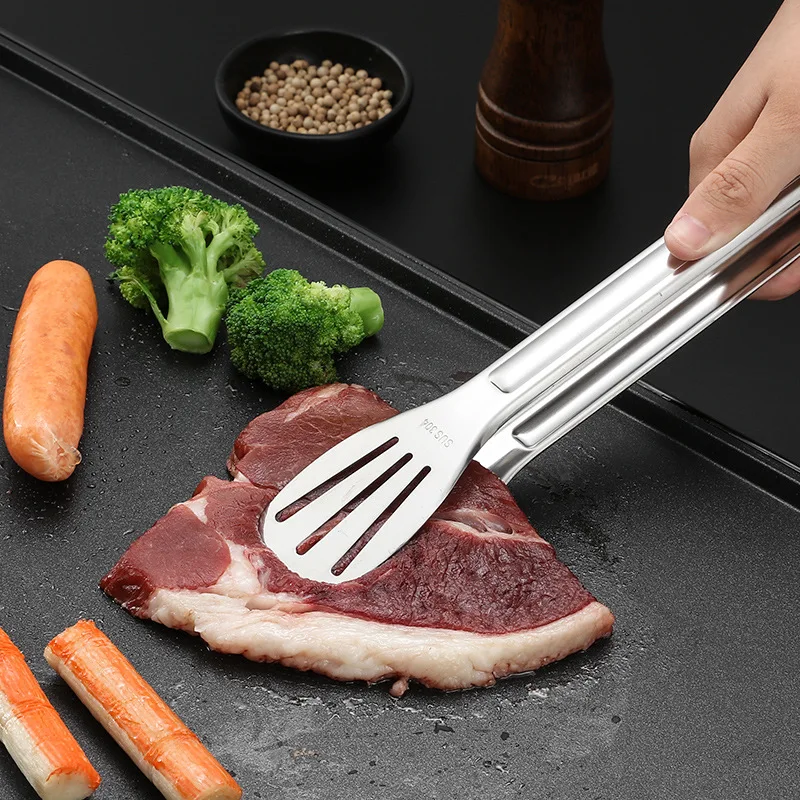 1 PCS New Stainless Steel Korean Style Barbecue Food Clip Commercial Kitchen Silicone Three Line Food Barbecue Clip Utensils