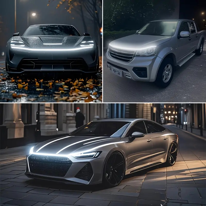 LED Car Hood Light Strip Start-Scan Daytime Running Light Auto Modified Front Headlight Engine Hood Decorative Ambient Lamp 12V