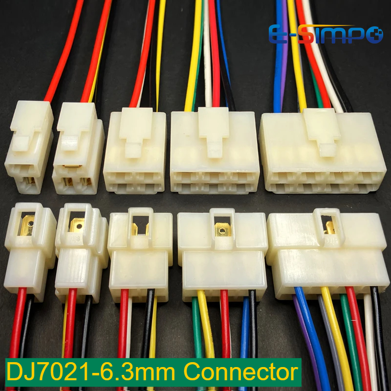 1Set DJ7021-6.3mm 1 2 3 4 6 8 Pin Electric Vehicle Connector 15cm High Current Equipment Harness Male Female Plug Car Butt Joint