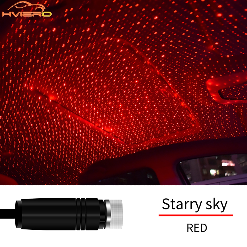 1pcs Auto USB Atmosphere Lamp Star Ceiling Reading Laser Projection Decorative Red Led Car Trunk Roof Interior Dome Read Lights
