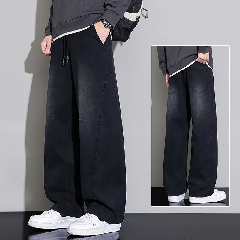 High Quality Men Autumn Loose Straight Leg Wide Leg Jeans Fashion Male Comfortable Daily Commute Streetwear Denim Trousers
